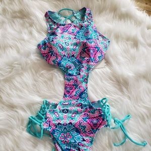 YMI multiprint one piece swimsuit size S